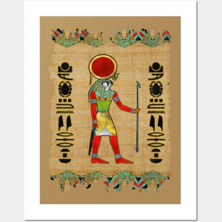 Egyptian Re-Horakhty  - Ra-Horakht  Ornament on papyrus Posters and Art